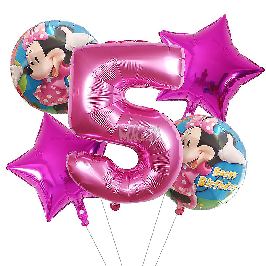 Парти сет от балони с Мини маус за рожден ден - 5бр