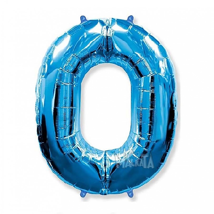 Фолиев балон цифра 0 в син цвят