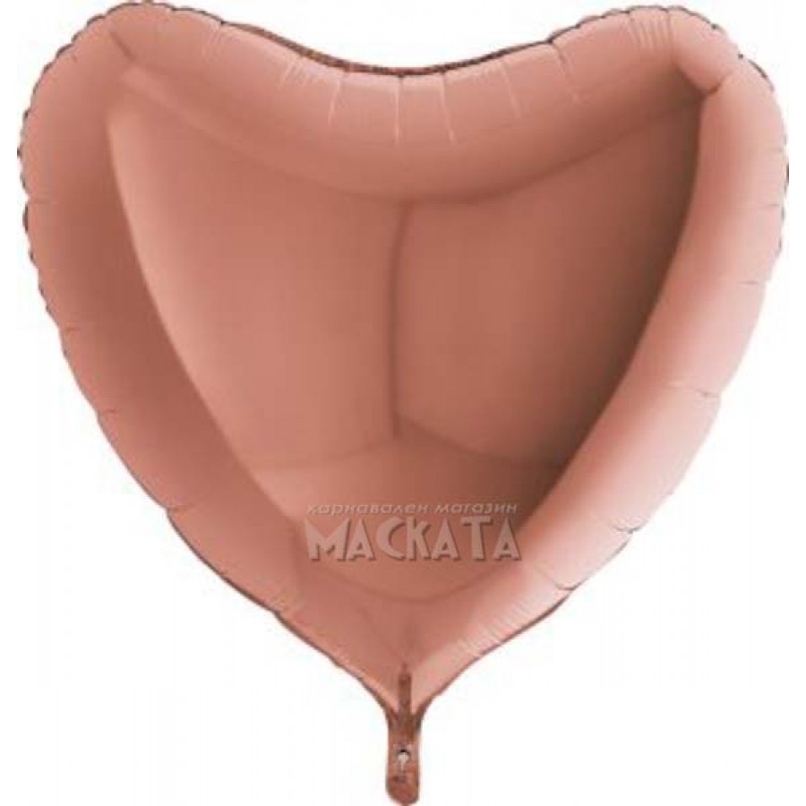Фолиев балон - Голямо сърце в цвят розово злато