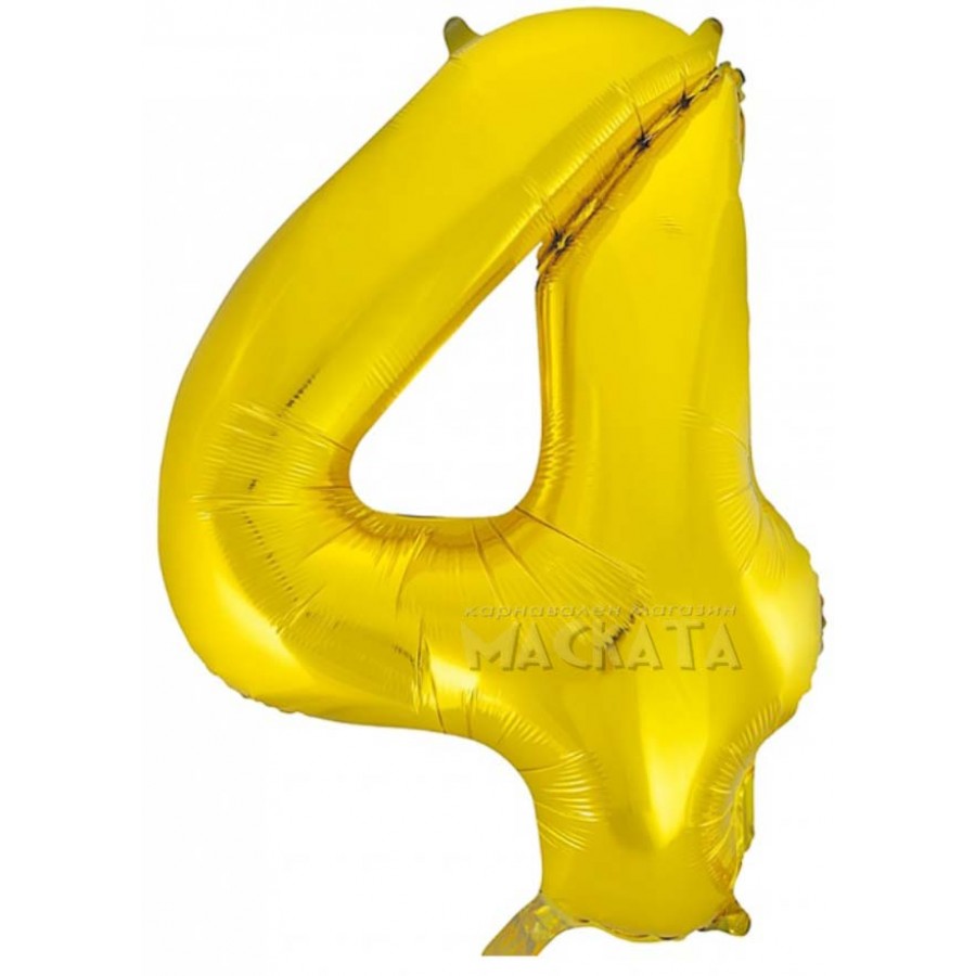 Фолиев балон цифра 4 в златен цвят