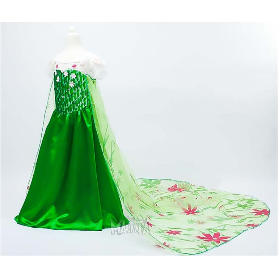 Детски костюм за кралица Елза - зелен цвят