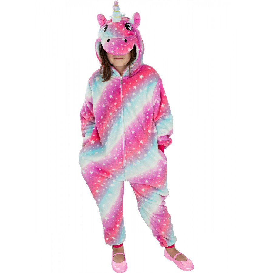 Детски костюм onesie  шарен еднорог