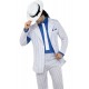 Костюм на Майкъл Джексън – Smooth Criminal Мъж облечен в бял костюм на Майкъл Джексън Smooth Criminal с шапка и сако