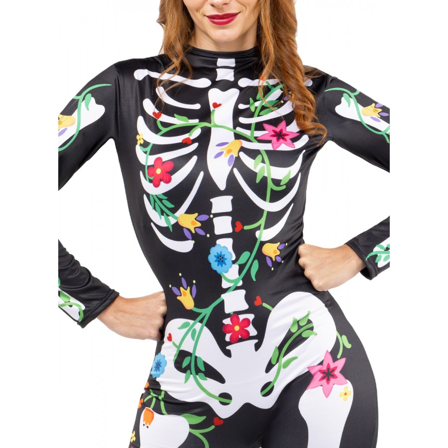 Костюм Катринa скелет Día de los Muertos за жени Костюм Катринa скелет Día de los Muertos за жени