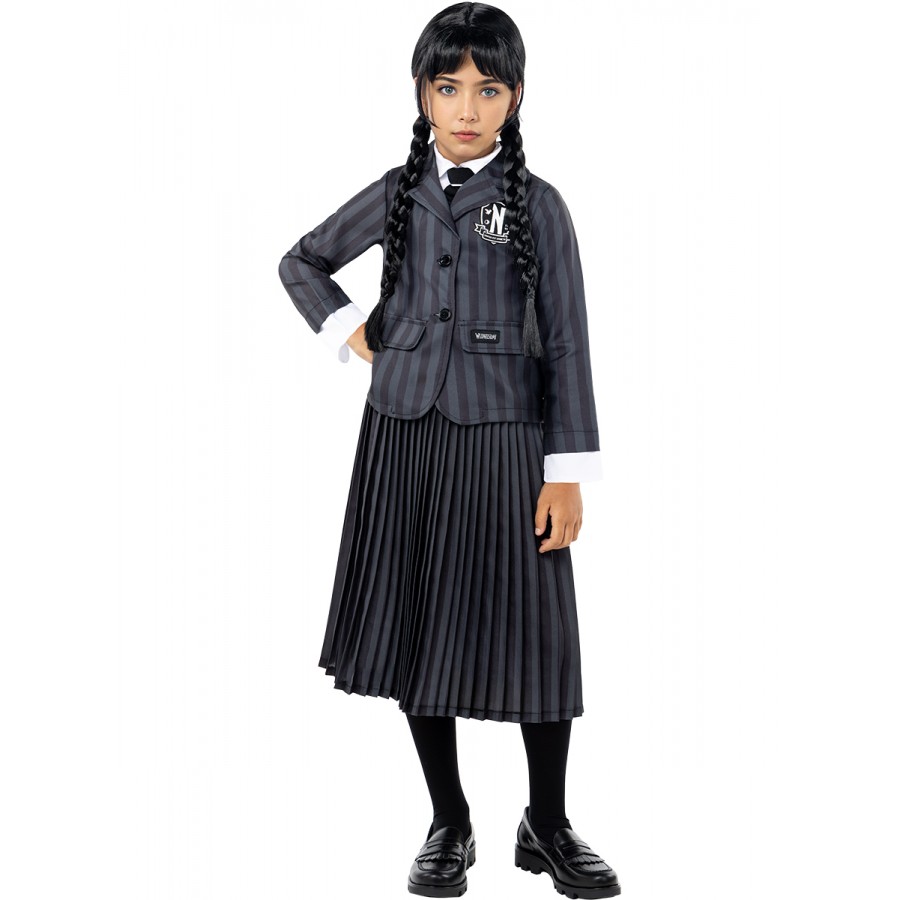 Костюм на Сърдитата дъщеря Wednesday Addams за момиче Костюм на Сърдитата дъщеря Wednesday Addams за момиче