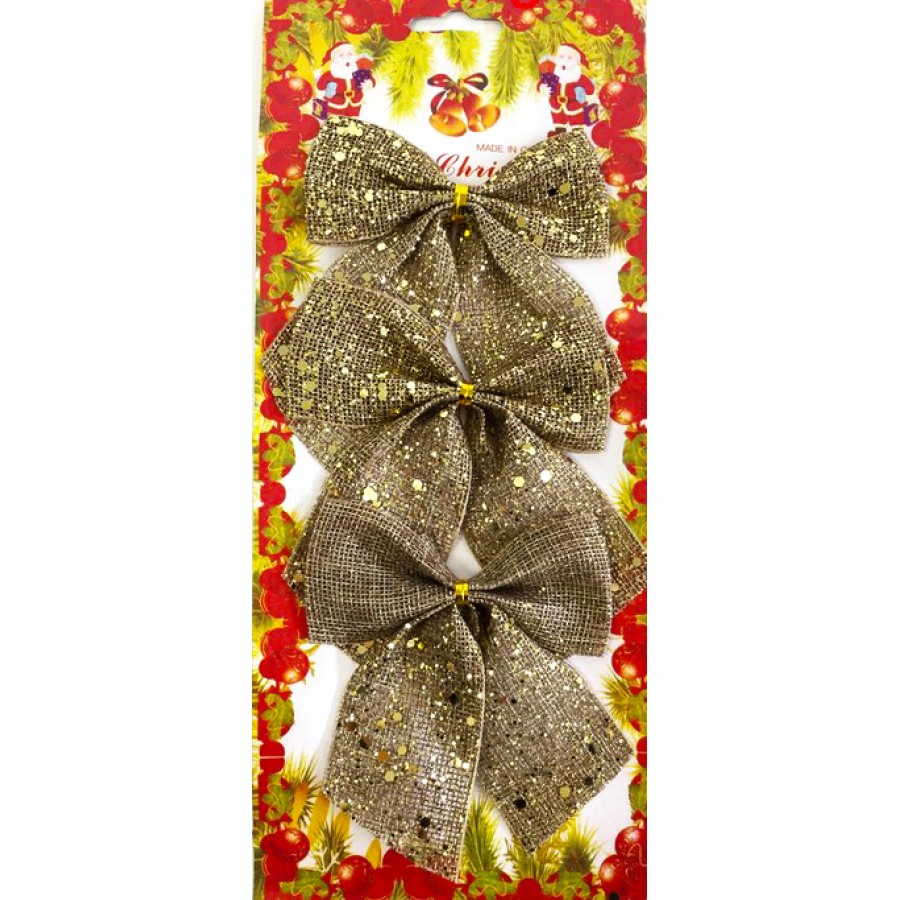 Коледни панделки от лен с декорация в злато