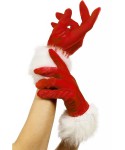 Червени ръкавици с бял пух 29253