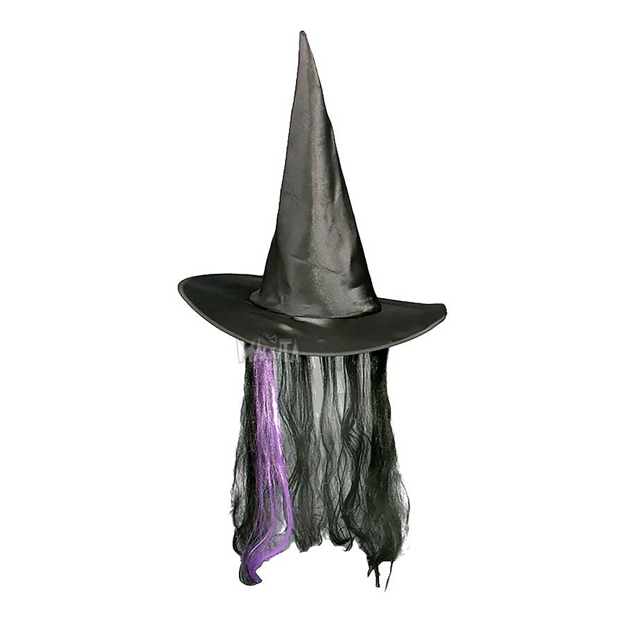 Карнавална шапка за вещица с коса