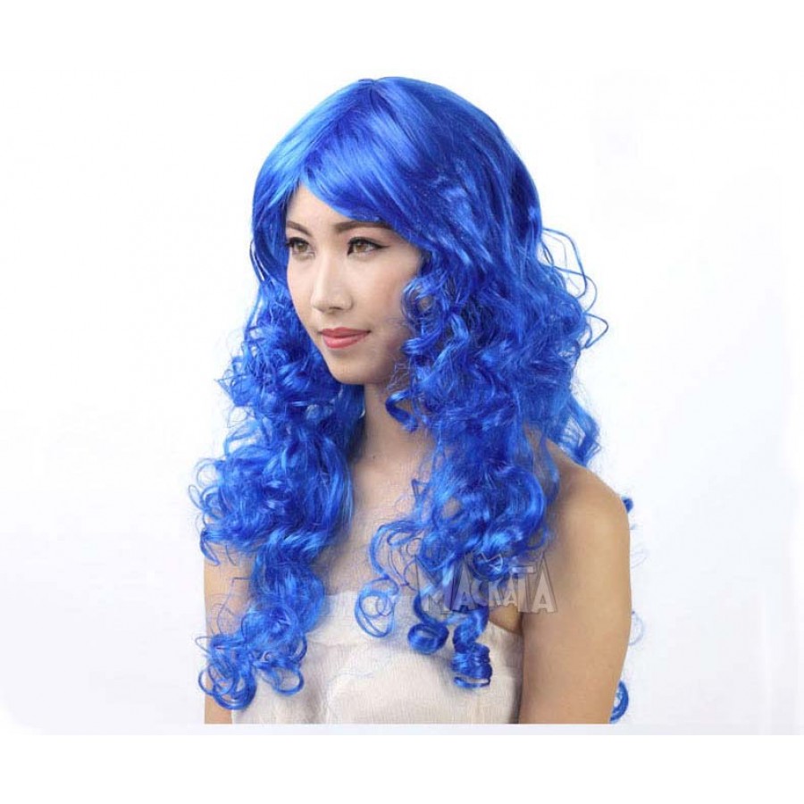 Дълга синя перука с бретон