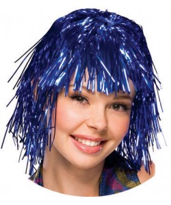 Лъскава синя перука 20877