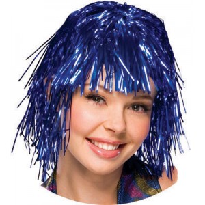 Лъскава синя перука 20877
