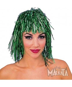 Лъскава зелена перука 20877