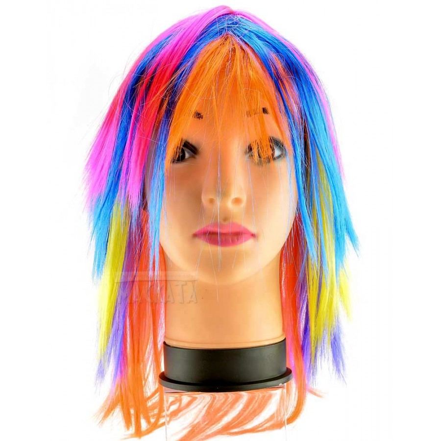 Средно дълга многоцветна перука