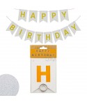 Парти украса - банер Happy Birthday с брокат в цвят сребро