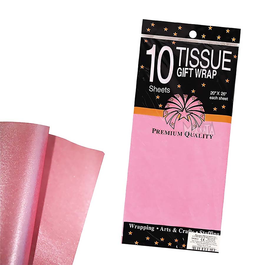 Материали за декорация - Тишу хартия "Сатен" в розов цвят 10бр