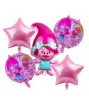 Парти сет от балони Тролчетата -  Принцеса Попи - 5 бр