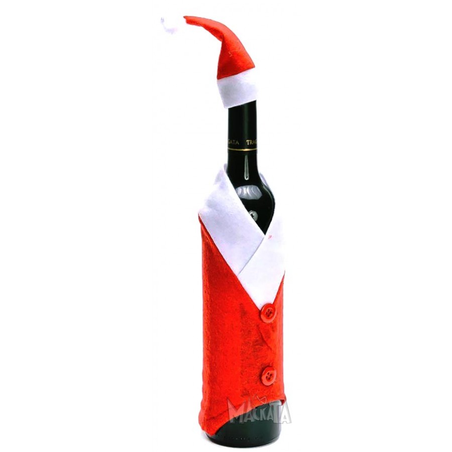 Коледна украса за бутилка - Коледно джудже с копчета