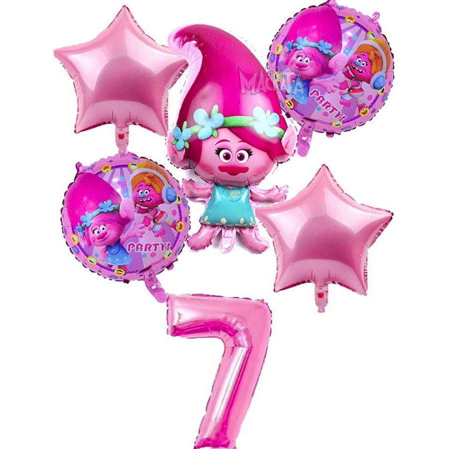 Парти сет от балони Принцеса Попи за рожден ден - 6 бр