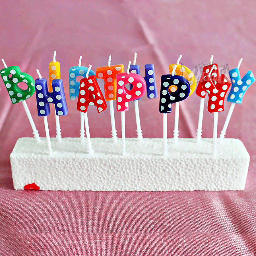 Свещи на точки за парти - комплект "Happy Birthday"