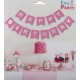 Парти украса - Банер Happy Birthday в цвят бебешко розово