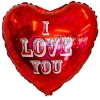 Фолиев балон сърце с надпис I Love You и рози