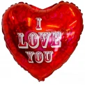 Фолиев балон сърце с надпис I Love You и рози