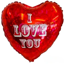 Фолиев балон сърце с надпис I Love You и рози