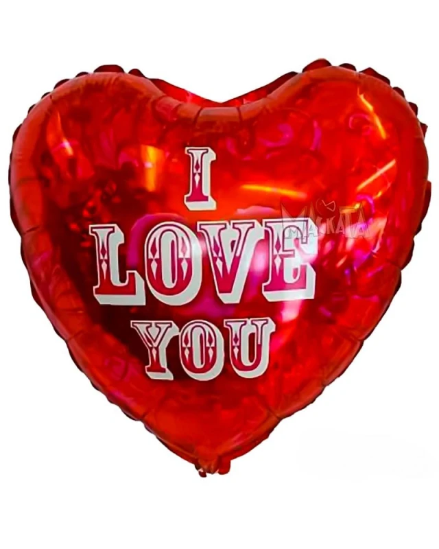 Фолиев балон сърце с надпис I Love You и рози