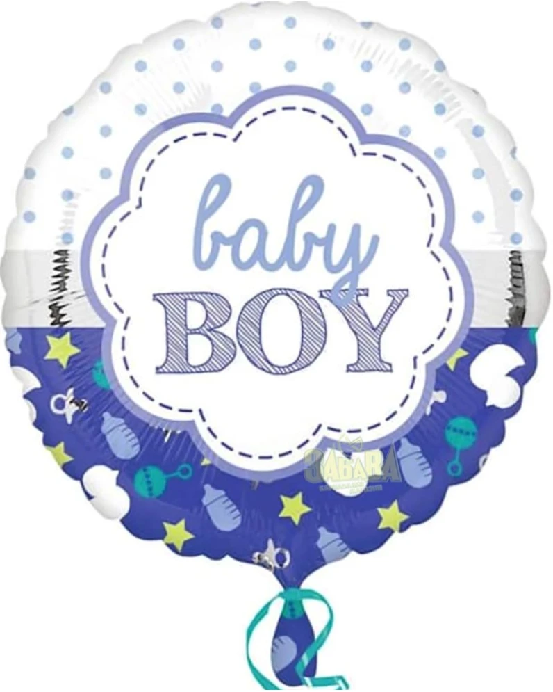 Фолиев балон Baby Boy – кръг 43 см, син дизайн