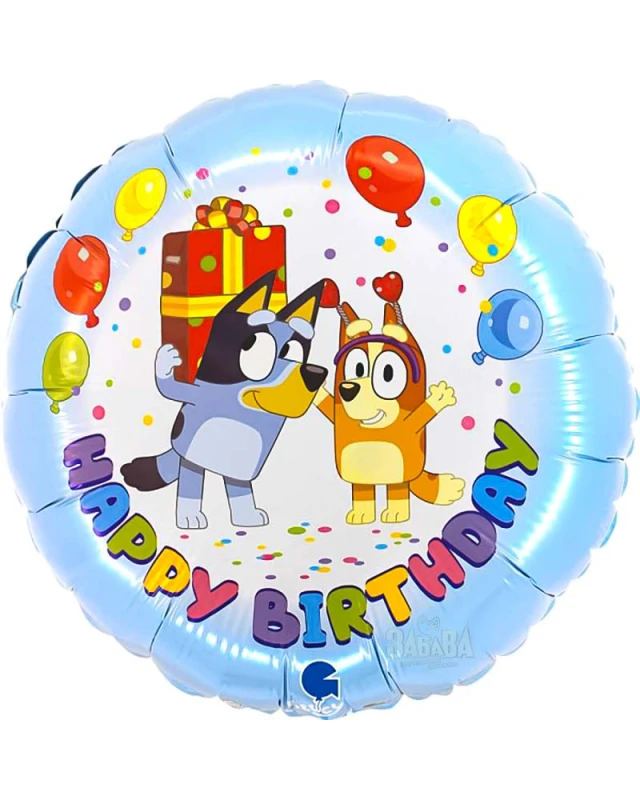 Фолиев кръгъл балон Bluey - Happy Birthday