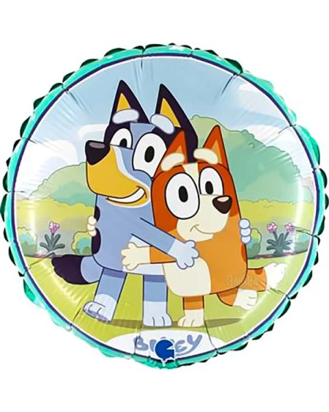 Пълен парти комплект за детски рожден ден с героите от Блуи (Bluey), включващ картонена торта, банер и балон