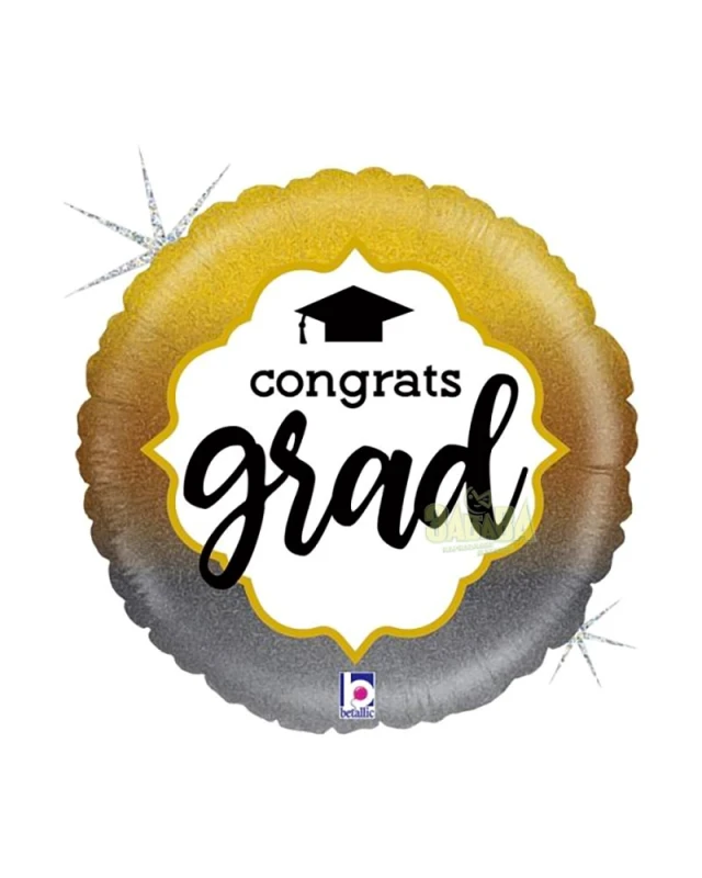 Фолиев балон Congrats Grad – злато омбре, 35x35 см