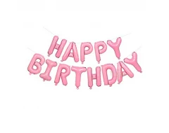 Фолиеви балони - Розов надпис Happy Birtday
