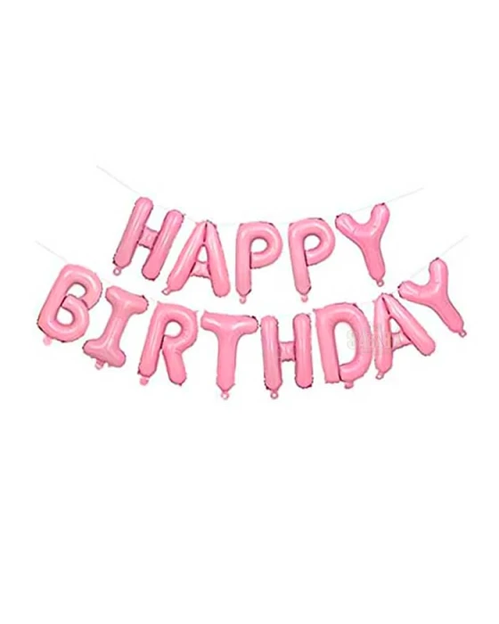 Фолиеви балони - Розов надпис Happy Birtday