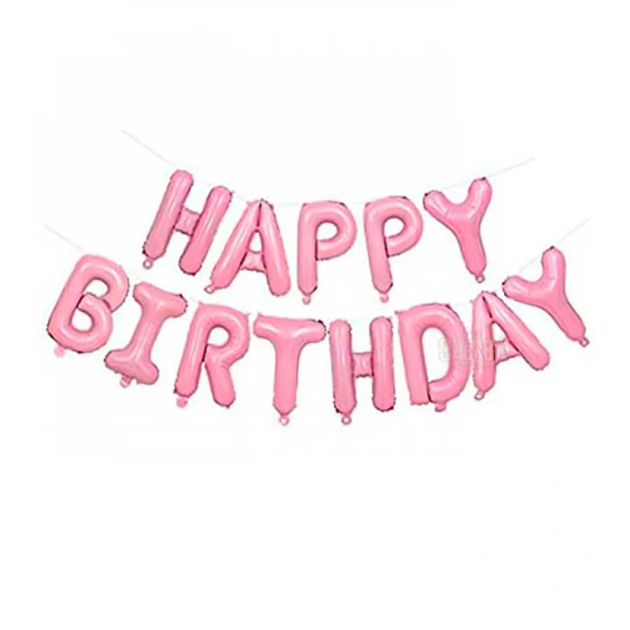 Фолиеви балони - Розов надпис Happy Birtday