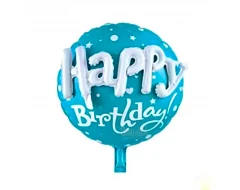 Фолиев кръгъл балон 3D - Happy Birthday 