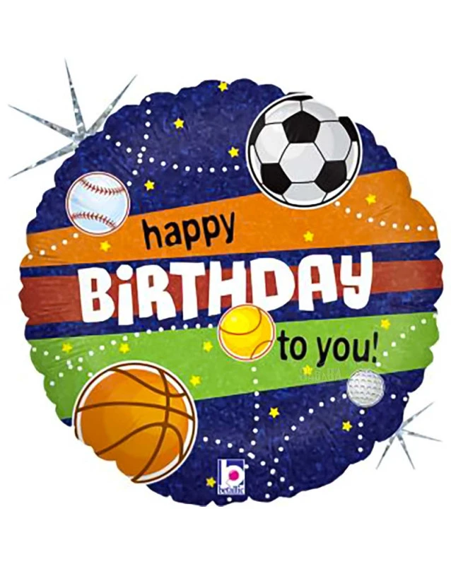 Фолиев кръгъл балон - Happy Birthday Sport 36979