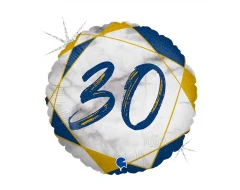 Фолиев балон 30 - син мрамор 35см