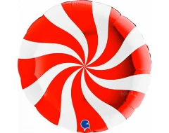 Фолиев балон - Swirly в бяло и червено