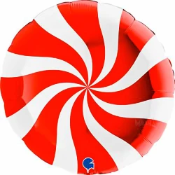 Фолиев балон - Swirly в бяло и червено