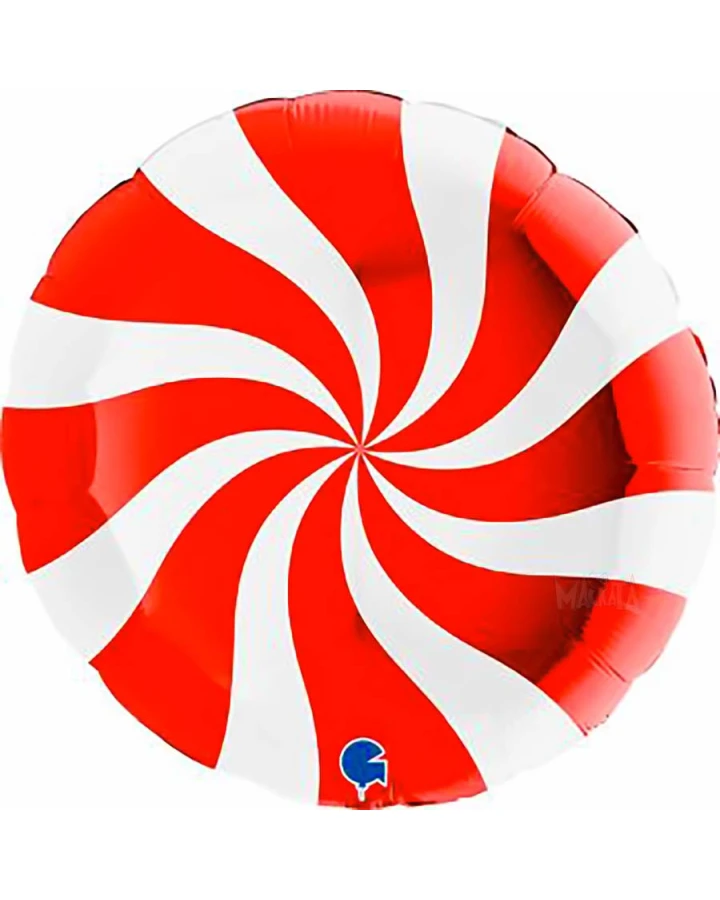 Фолиев балон - Swirly в бяло и червено