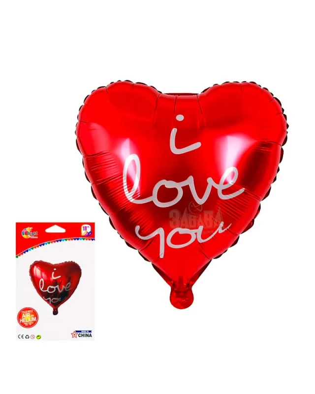 Фолиев балон сърце с надпис I Love you 55910