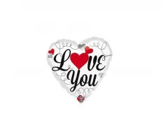 Балон сърце „I LOVE YOU“ – фолио (45 см)