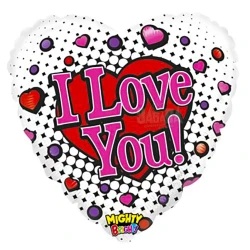 Фолиев балон бяло сърце с надпис I Love You