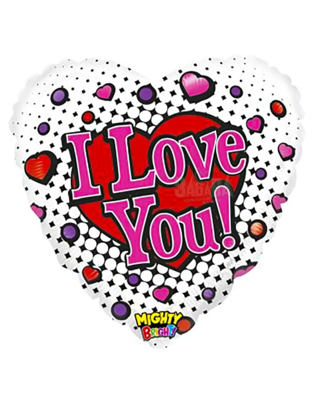 Фолиев балон бяло сърце с надпис I Love You