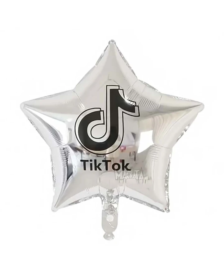 Фолиев балон сребърна звезда - Tik tok