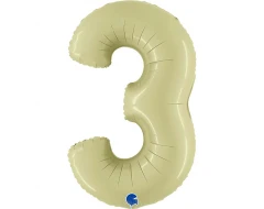 Фолиев балон цифра 3 в цвят green olive