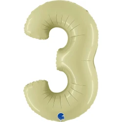 Фолиев балон цифра 3 в цвят green olive
