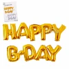 Голям златен фолиев надпис Happy B-Day от балони за декорация на рожден ден