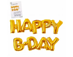 Фолиев надпис от балони „Happy B-Day“ – Златен